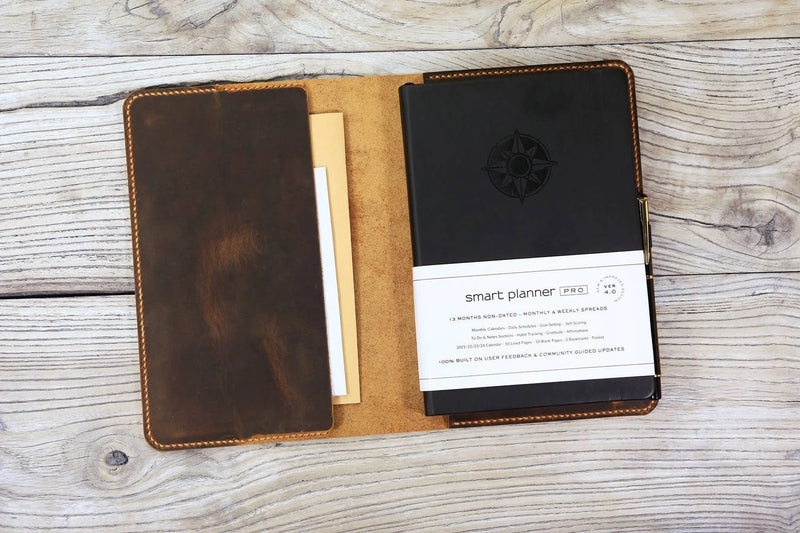 Personalized leather cover case for smart planner pro A5 B5 A4 size