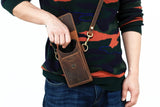Personalized Leather crossbody Phone bag purse wallet , leather cell Phone smartphone iPhone crossbody bag for men women