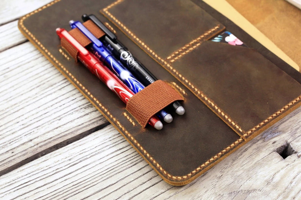 Personalized leather folio organizer for smart planner pro A5 B5 A4 size