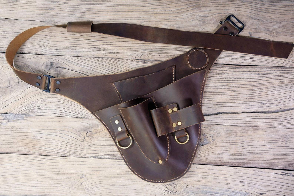 Personalized leather garden tool belt , distressed leather gardening belt farm floral belt