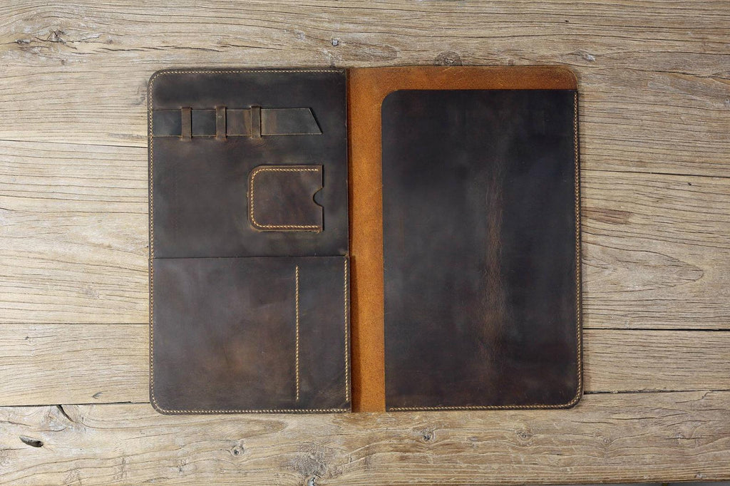 Custom Leather Portfolio, Legal Size 8.5x14 Notepad Planner, 15