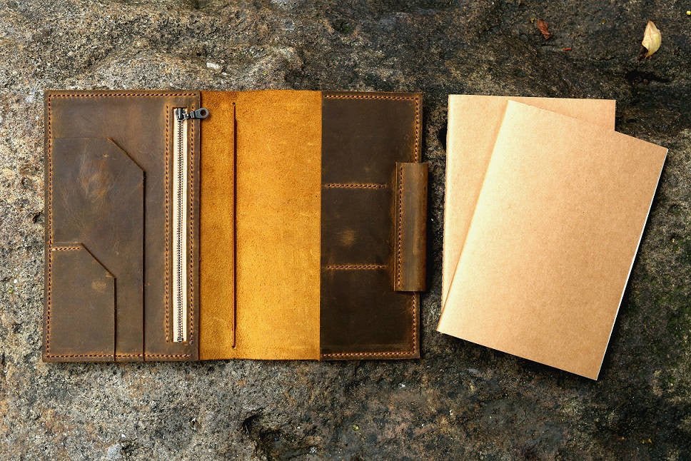 leather midori travel journal A5 refillable notebook organizer – DMleather