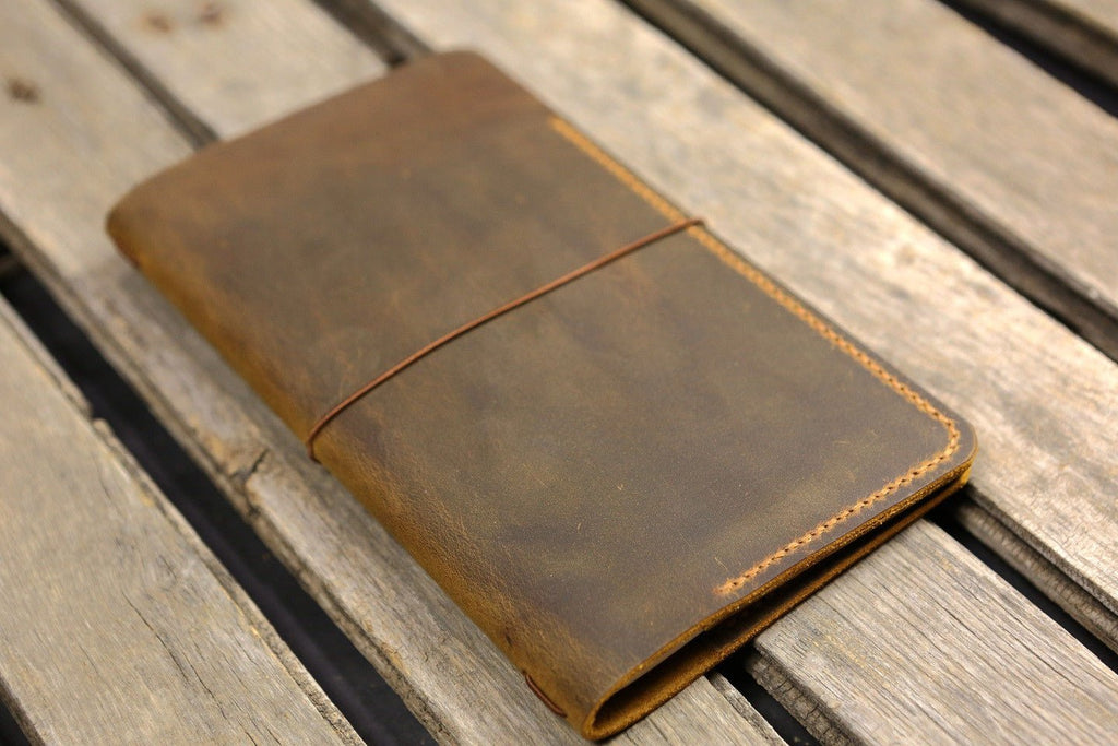 Personalized leather midori travelers notebook cover