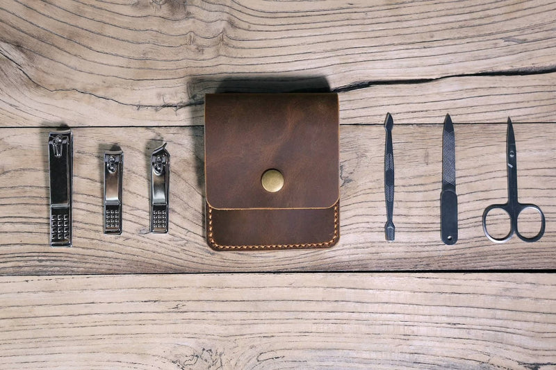 full grain leather manicure set case ,manicurist gift