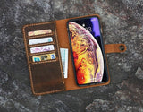 Personalized leather phone wallet for iPhone 14 13 12 11 Pro Max