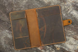 Personalized leather portfolio folder organizer for 5 x 8 inch notepad