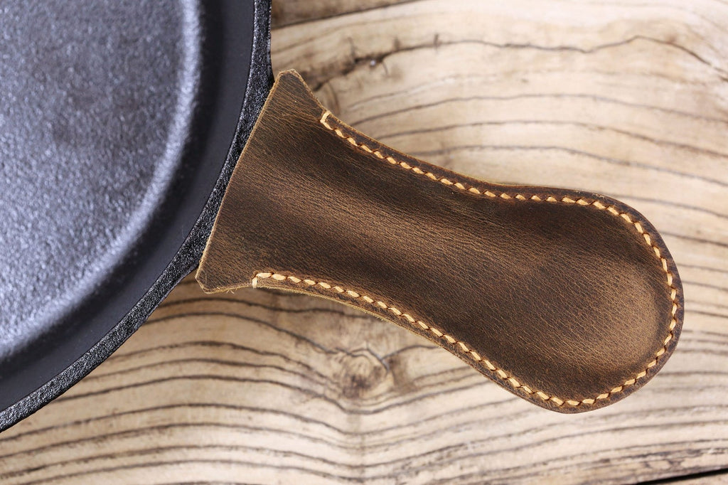 Leather Cast Iron Pan Handle Cover, Leather Pan Holder Leather Pot Holder 