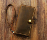 Personalized leather wristlet iPhone 14 Plus Pro Max wallet case