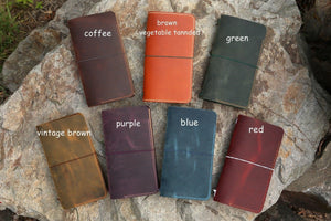 Personalized midori style real leather traveler notebook cover