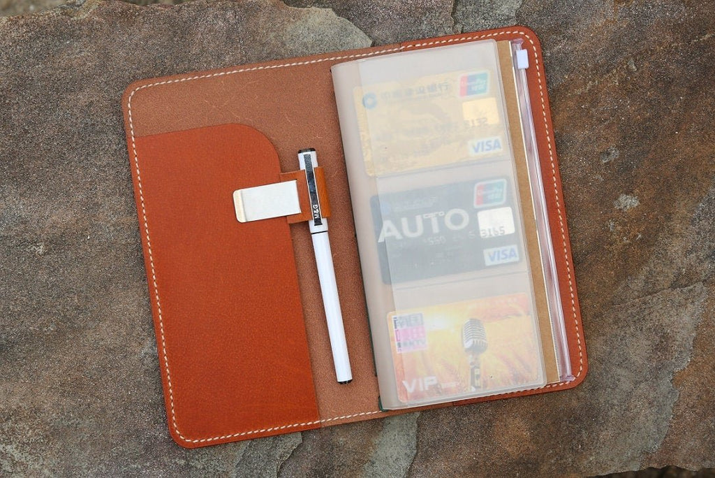 Personalized midori style real leather traveler notebook cover