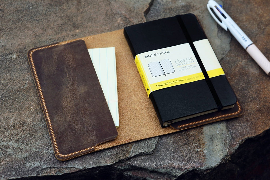 Personalized moleskine pocket notebook leather cover case – DMleather
