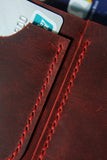 Personalized real leather burgundy turquoise A5 travel notebook cover