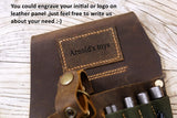 Personalized rustic genuine leather cordless compact drill holder for tool belt