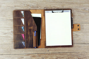 leather business padfolio with clip board