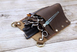 Personalized vintage leather hair tool organizer barber carrying case