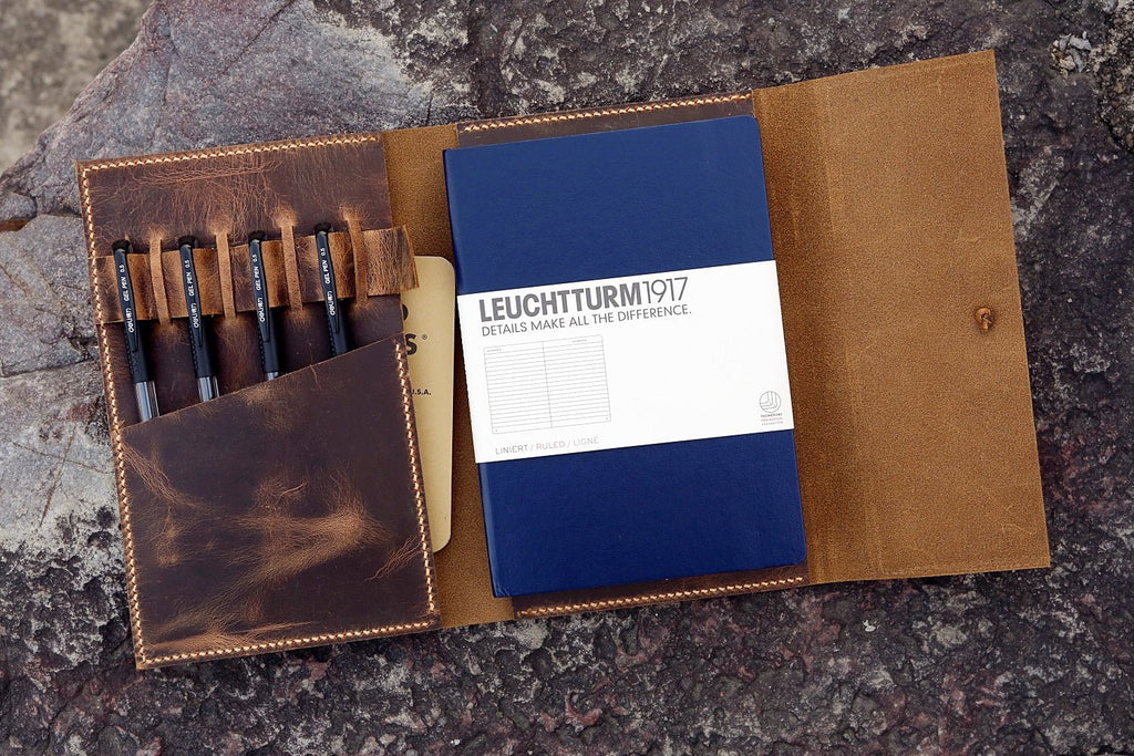 Leather Pen holder quiver for moleskine Leuchtturm1917 A5 notebook –  DMleather