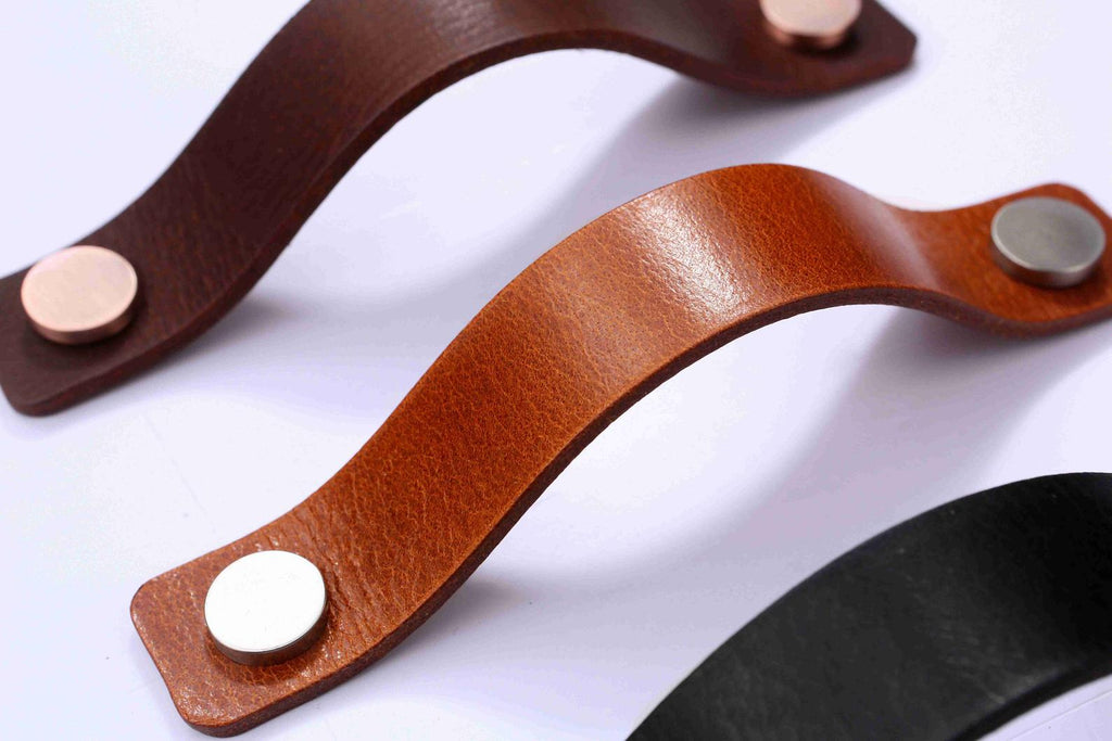 Premium full grain leather dresser handles drawer pulls furniture handles