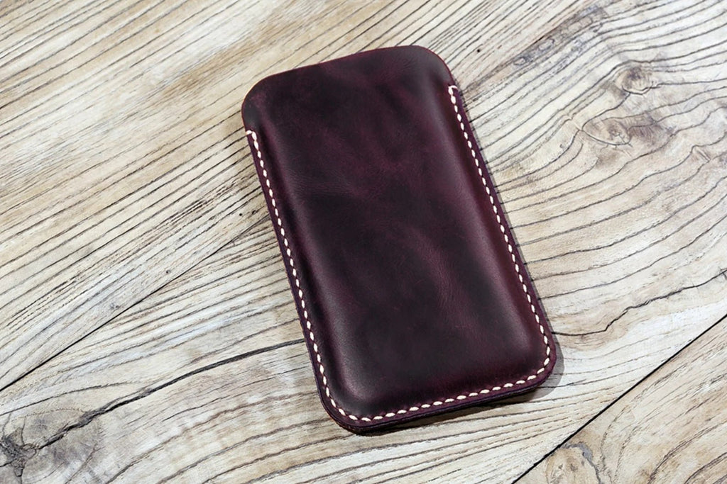 Premium leather thin cell phone cases sleeve for iPhone 14 Plus Pro –  DMleather