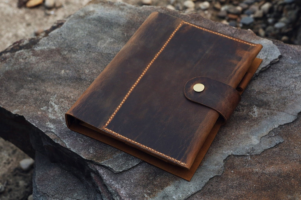Leather Journal With Lock, Refillable Paper Binder Password Diary