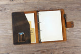 Retro leather A4 4 ring binder folder