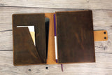 Rustic leather folio organizer for Clever Fox Planner 8.5 x 11 Letter size