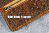 Tooled leather A5 6 ring binder planner , real leather refillable journal