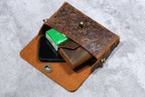 Tooled leather small crossbody phone purse bag