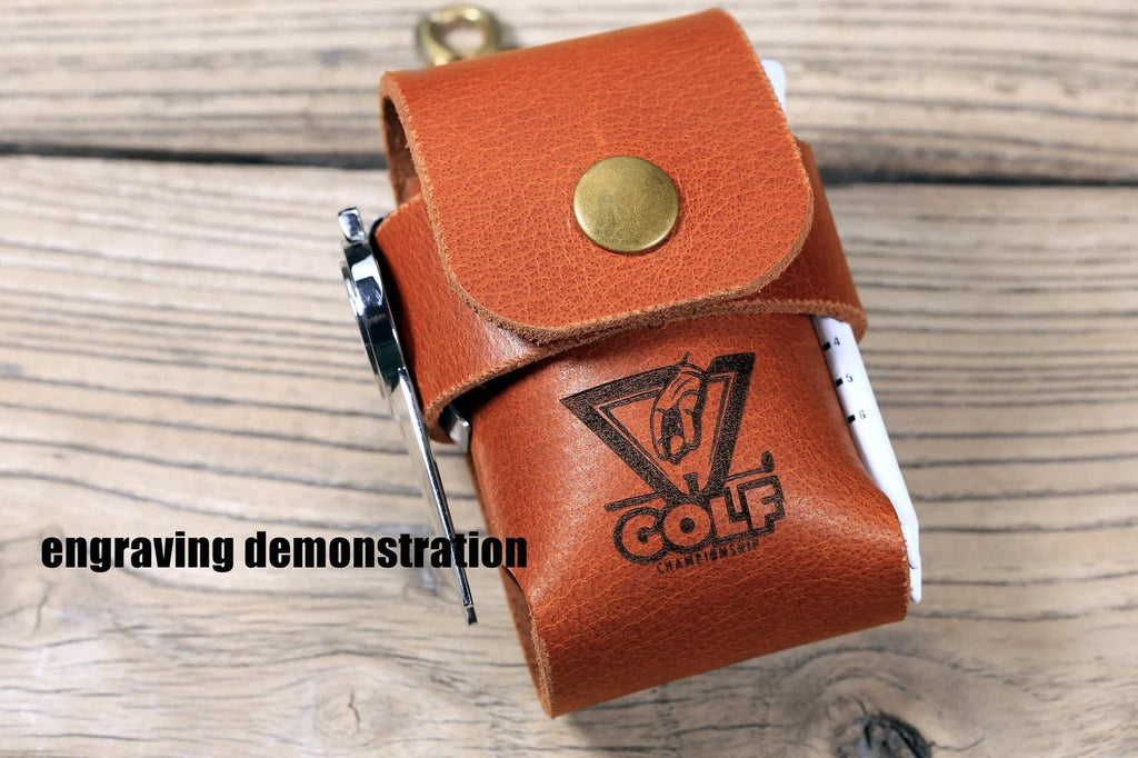 Veg tan leather Golf Ball tee pouch holder bag, golf gifts for men –  DMleather