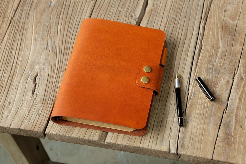 Personalized leather refillable diary cover