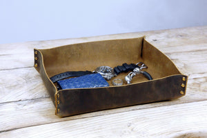 full grain leather catchall