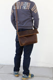 Vintage brown leather bag for men