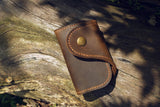 vintage distressed leather key wallet key card holder