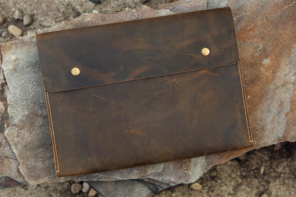 Vintage leather document holder case bag