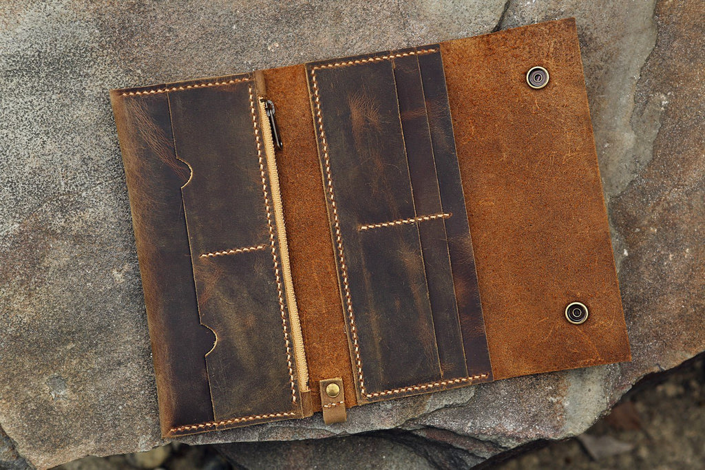 vintage leather mens biker trucker wallet – DMleather