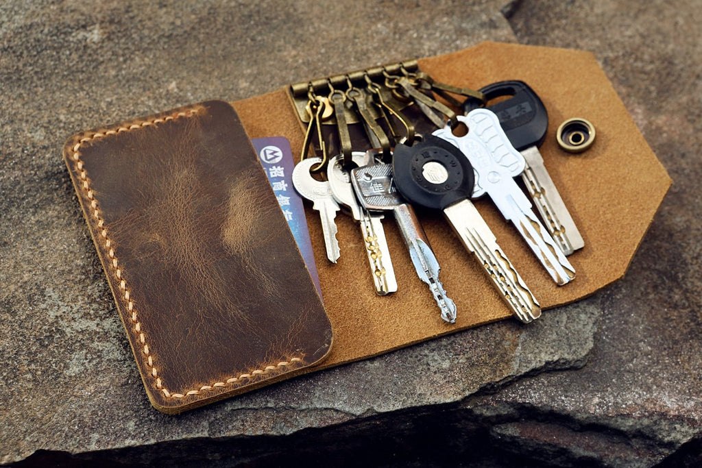 vintage Leather slim key card wallet key organizer – DMleather