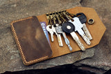 retro leather key wallet