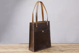 Vintage leather slim tote bag