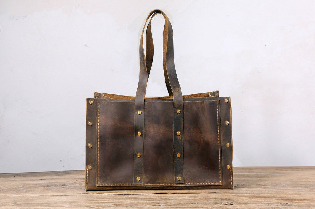 Custom Leather Tote Bags. Handmade Leather Tote Bag.