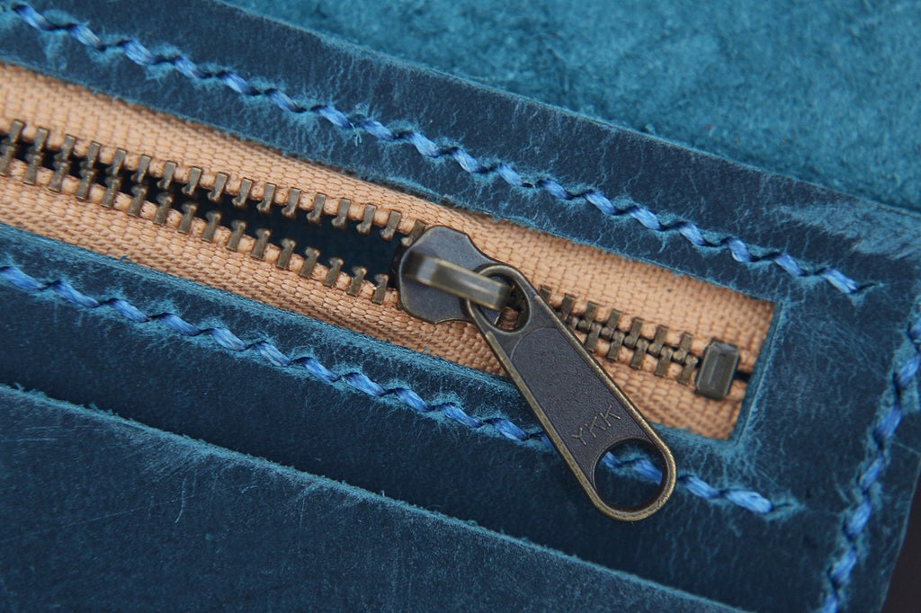 vintage marine blue A5 leather journal planner binder