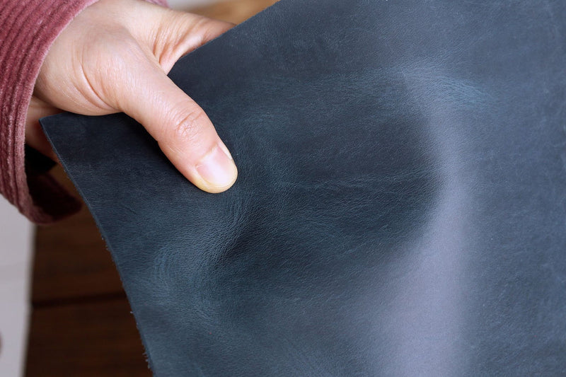 full grain blue leather pieces 1.0