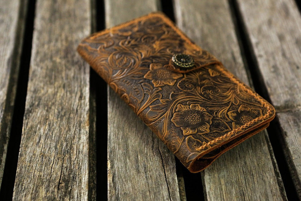 Women embossing leather iPhone 6s 6 wallet case