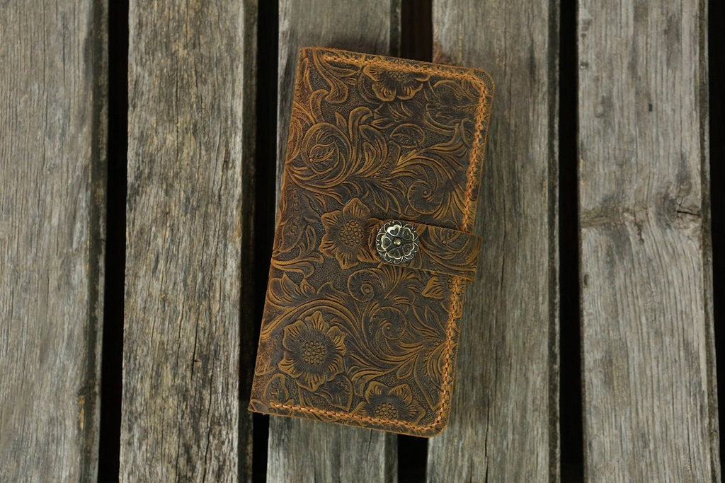 Women embossing leather iPhone 6s 6 wallet case