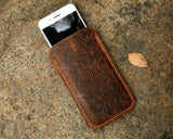 Women genuine embossing leather sleeve for iPhone 11 Pro Max / iPhone leather sleeve pouch case
